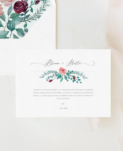 Eukalyptus und Rosen Hochzeitseinladung