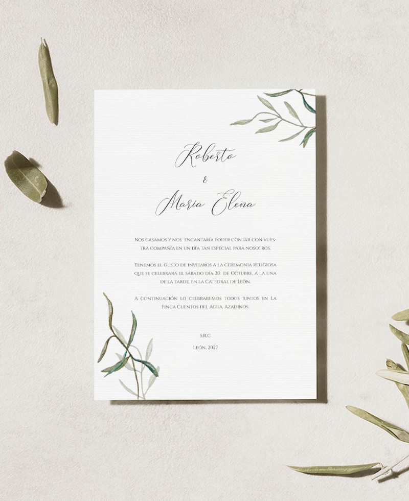 Invito a nozze botanico olivo Invito a nozze botanico olivo