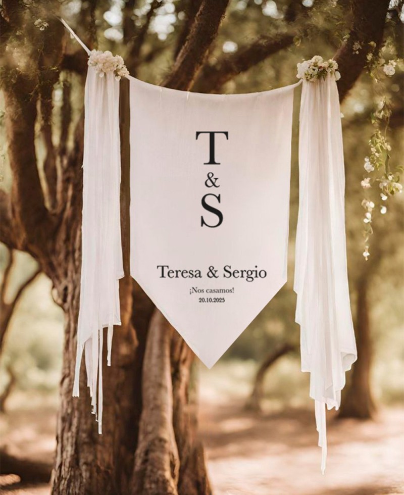 Banderolas tela personalizadas para bodas Banderolas tela personalizadas para bodas