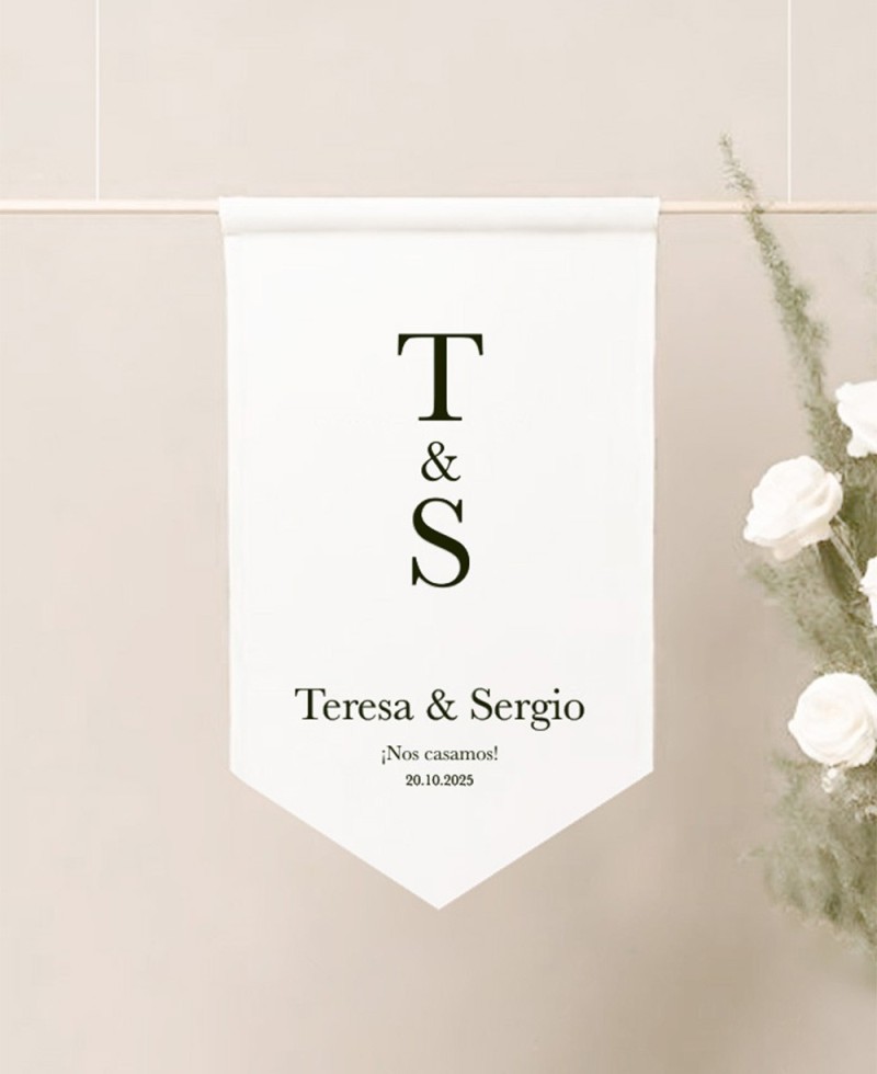Banderola decoración boda iniciales novios Banderola decoración boda iniciales novios