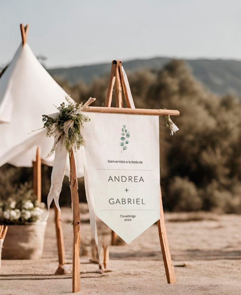 Banderola eucalipto y nombres para boda Banderola eucalipto y nombres para boda
