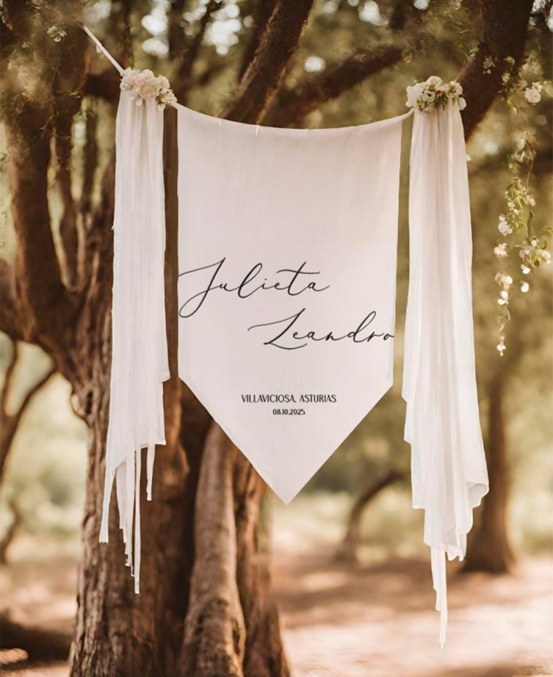 Banderola textil personalizada para bodas Banderola textil personalizada para bodas