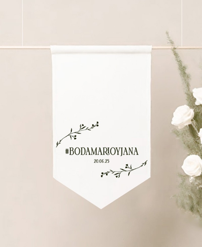 Banderola textil para bodas personalizada Banderola textil para bodas personalizada