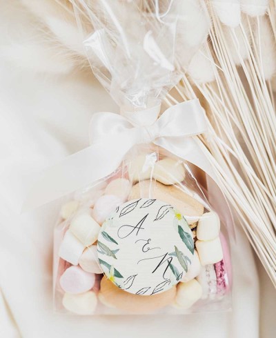 Sticker circulaire olive et fleur d’oranger pour mariages