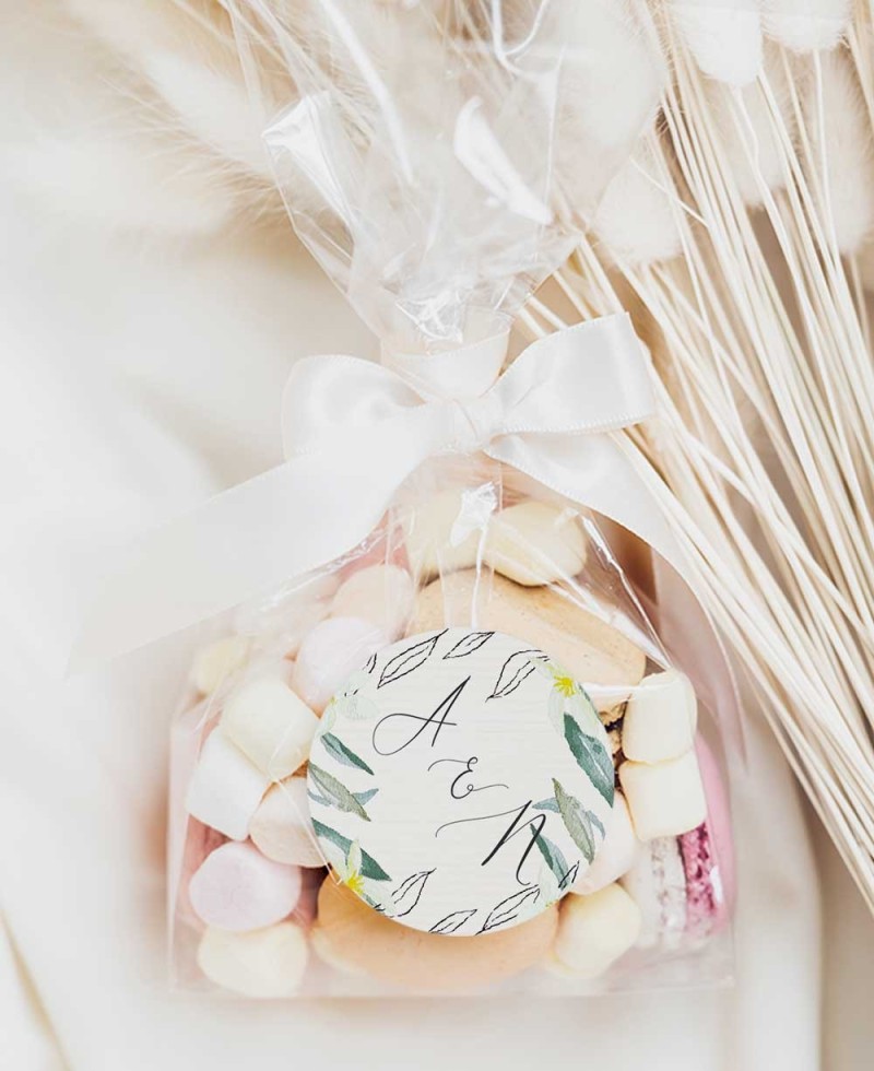 Adesivo circolare ulivo e fiori d'arancio per matrimoni Adesivo circolare ulivo e fiori d'arancio per matrimoni