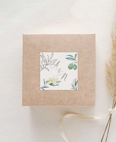 Sticker carré olive et fleur d’oranger pour les mariages