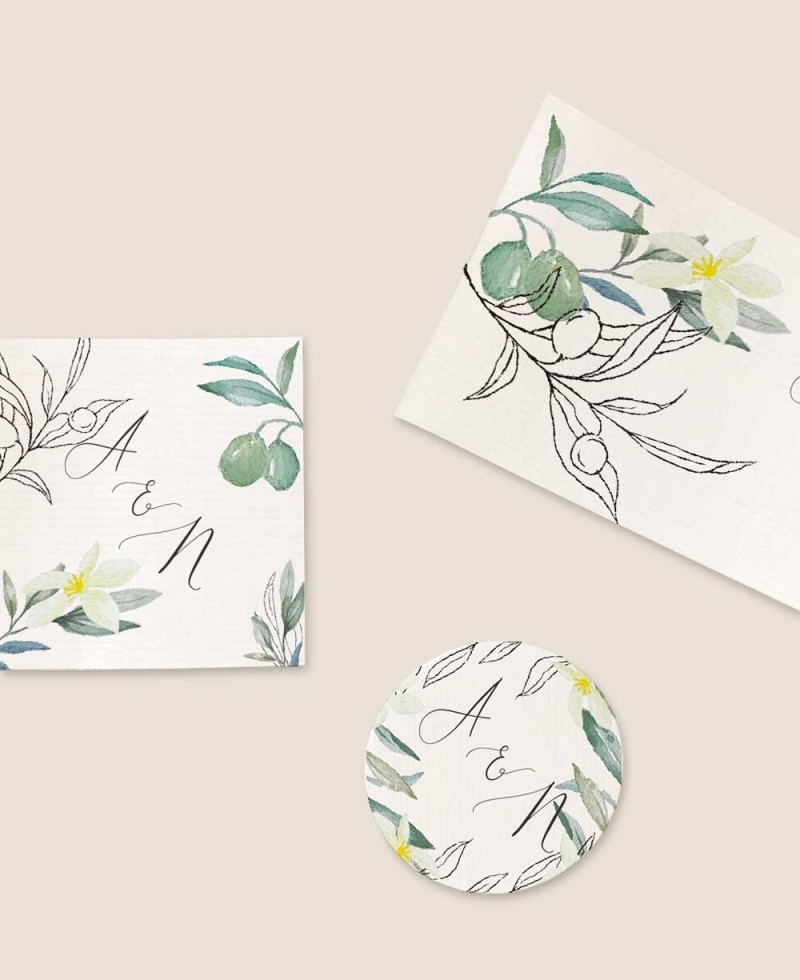 Adesivos de flor de oliveira e laranjeira, detalhes elegantes do casamento Adesivos de flor de oliveira e laranjeira, detalhes elegantes do casamento