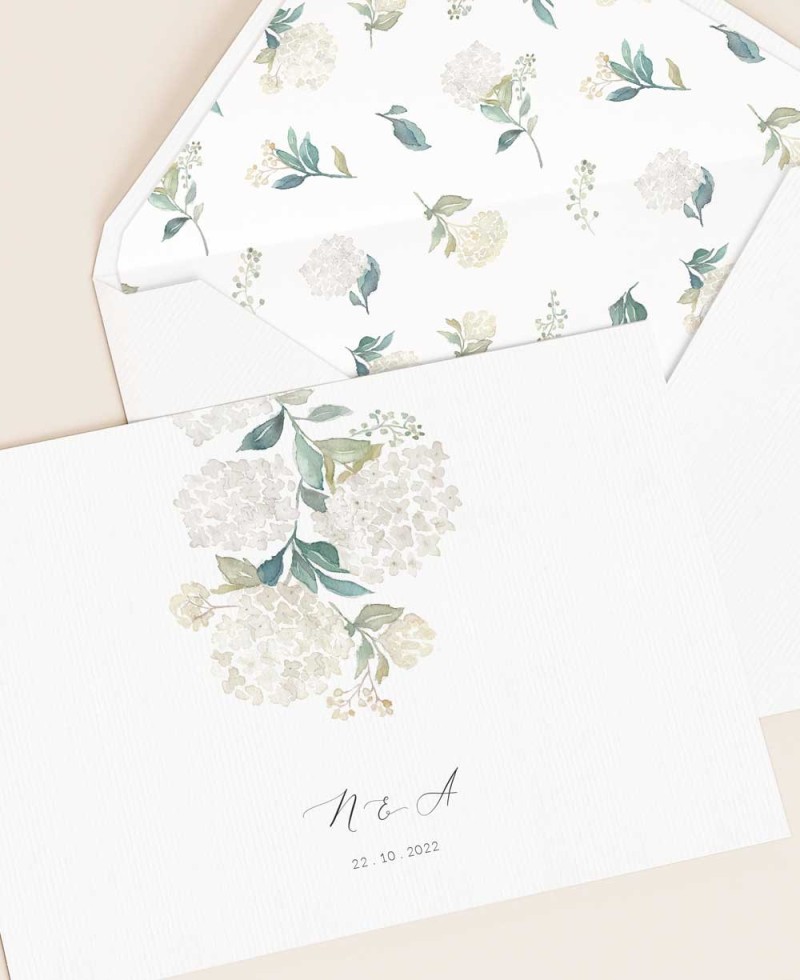 O convite elegante do casamento floresce hortênsias O convite elegante do casamento floresce hortênsias