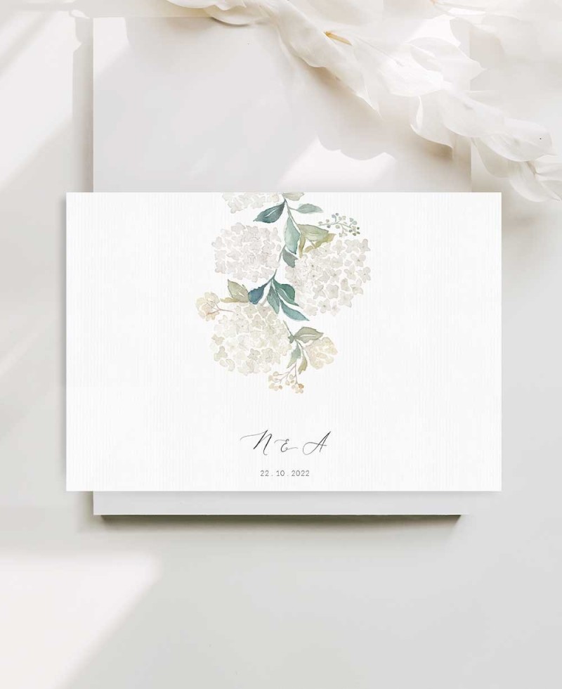 Invitation horizontale hortensia blanc Invitation horizontale hortensia blanc