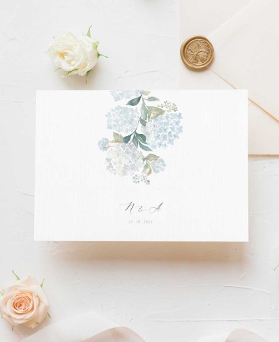 Convites de casamento de hortênsia azul