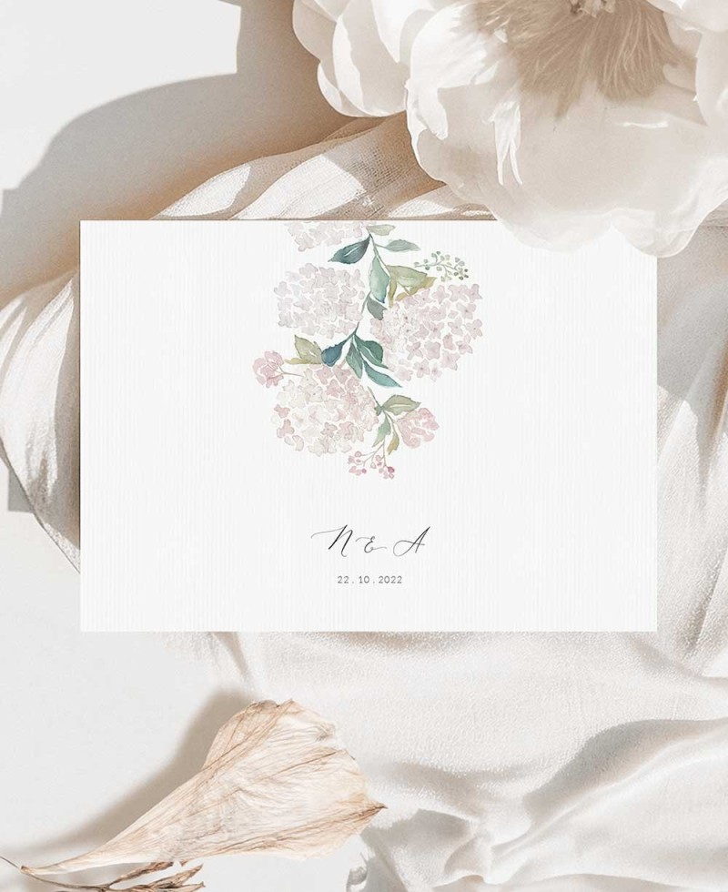 Faire-part mariage hortensias roses Faire-part mariage hortensias roses