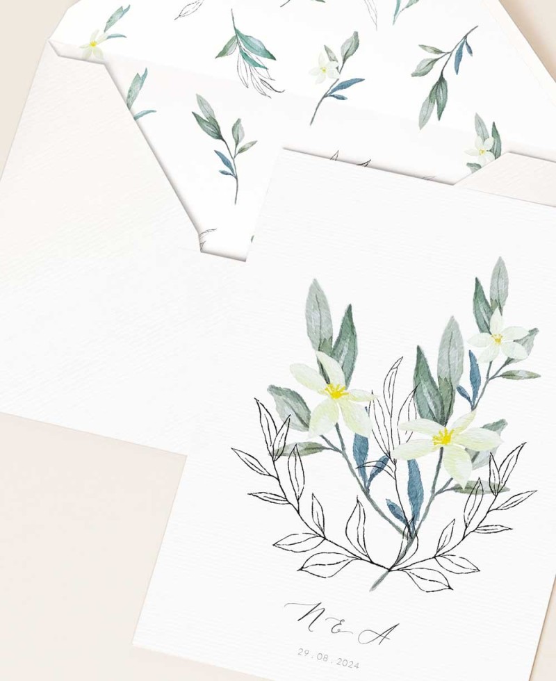 Inviti di nozze graziosi ed eleganti con fiori