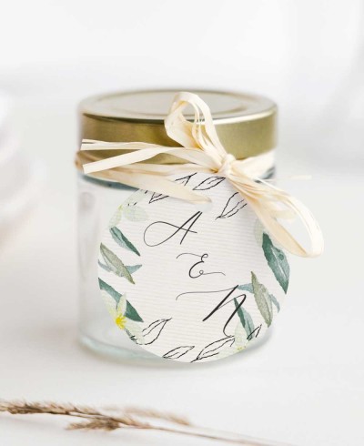 Etichette rotonde per la collezione botanica dei dettagli del matrimonio