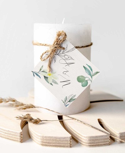 Etichette quadrate per collezione botanica matrimonio