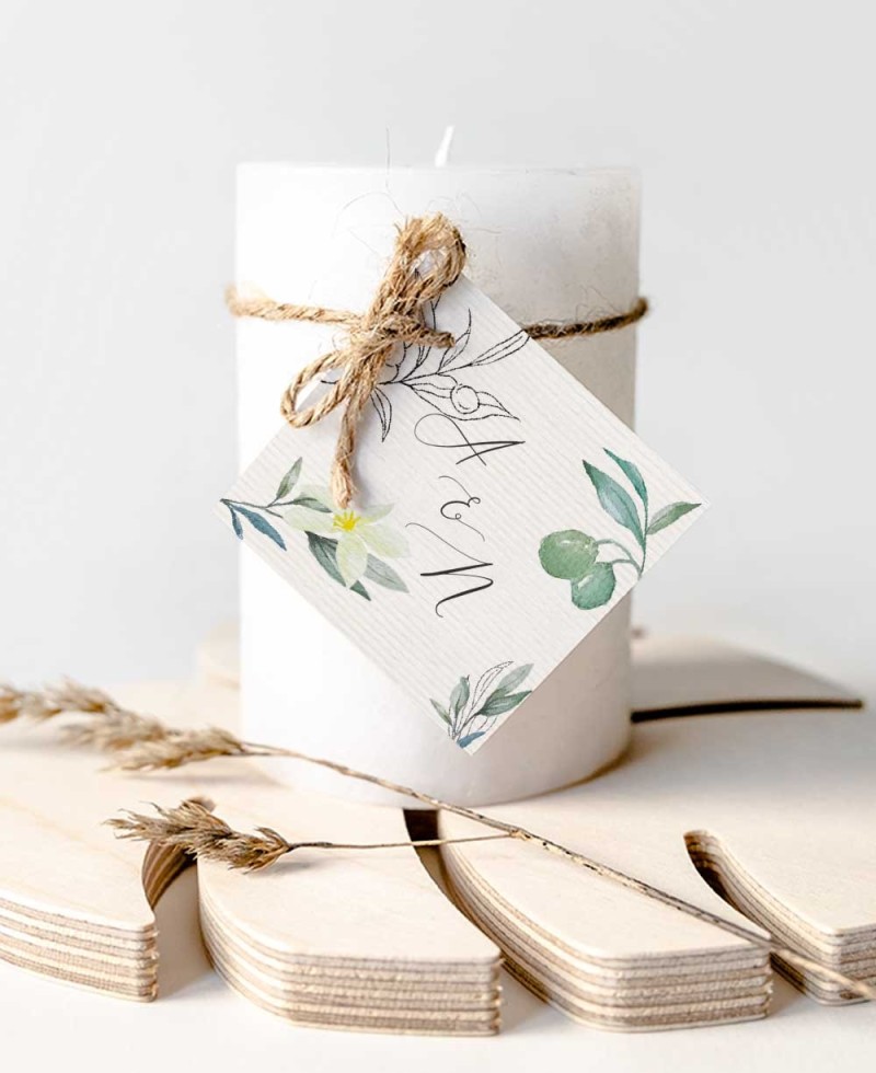 Étiquettes carrées pour la collection botanique de mariage