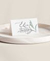 Elegante Platzhalter für die Hochzeit mit Oliven- und Orangenblüten