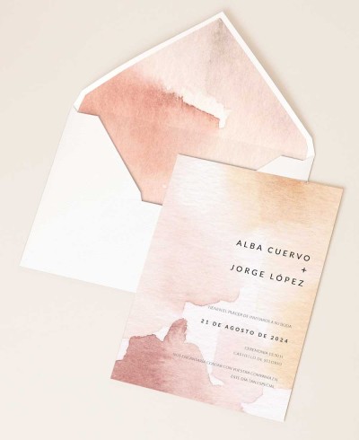 Wedding invitations watercolors in color