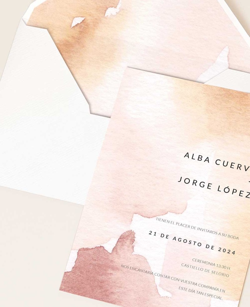 Elegant watercolor brushwork stationery for wedding