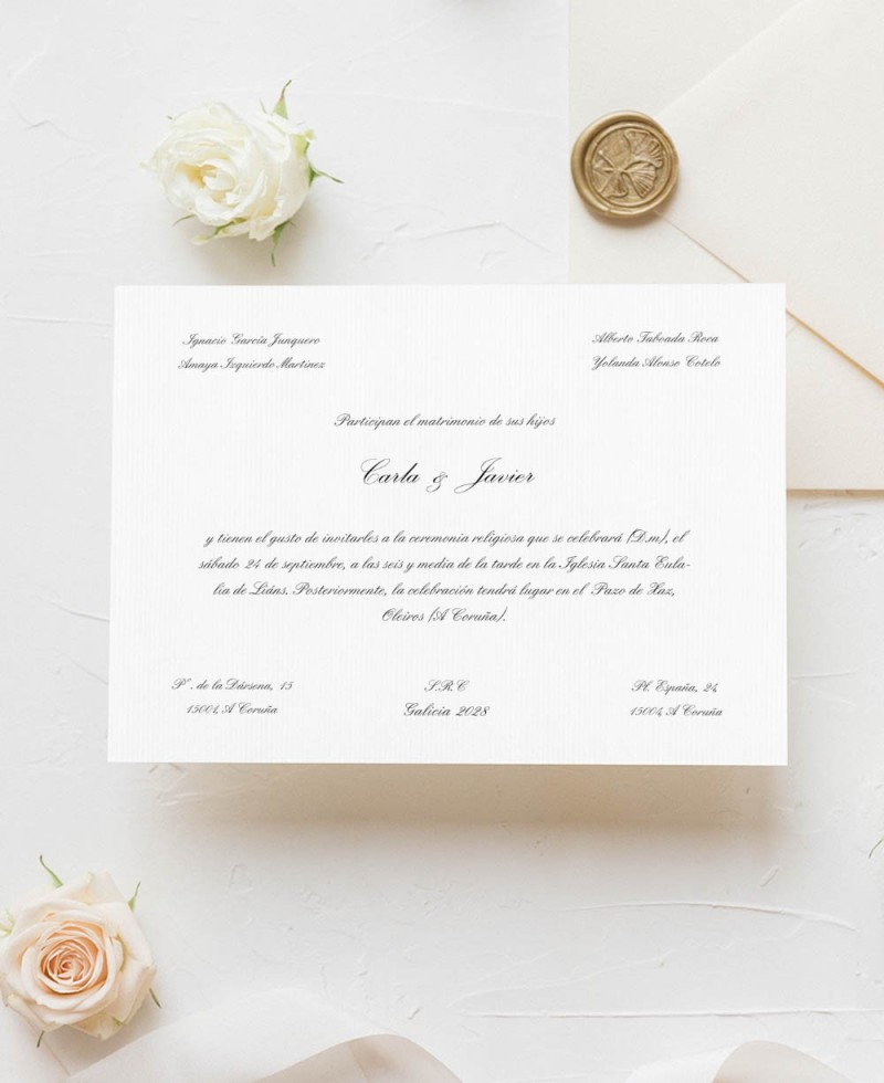 Classic invitation with horizontal card Classic invitation with horizontal card
