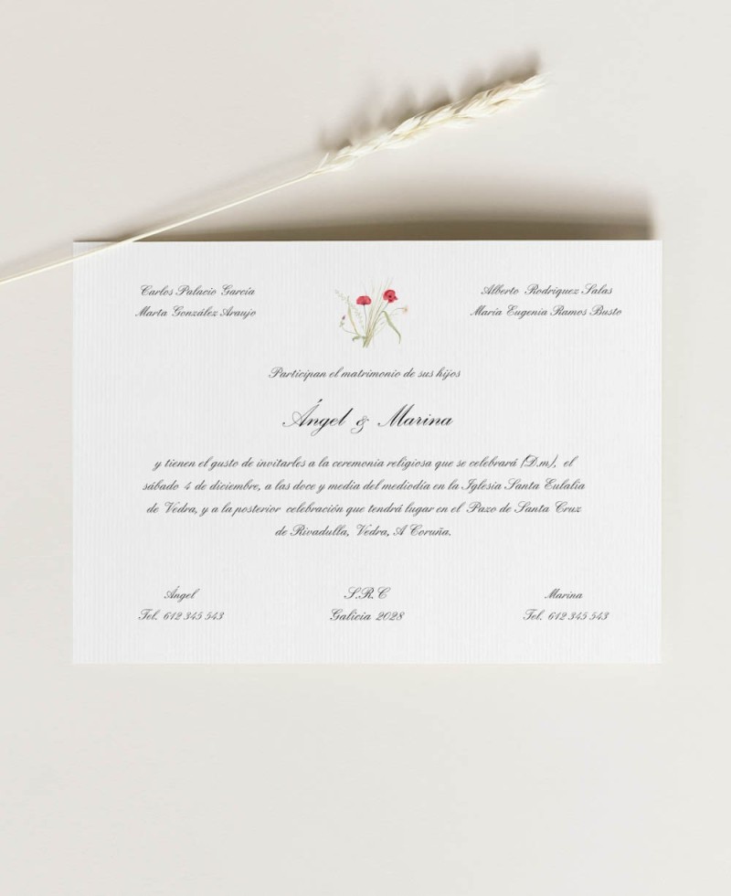 Invitación de boda clásica verano tarjetón horizontal Invitación de boda clásica verano tarjetón horizontal