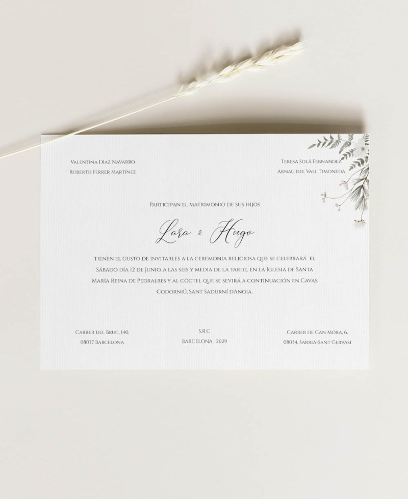 Winter wedding invitation classic horizontal card Winter wedding invitation classic horizontal card