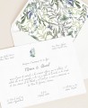 Papelería para bodas con jacintos silvestres tarjetón tradicional