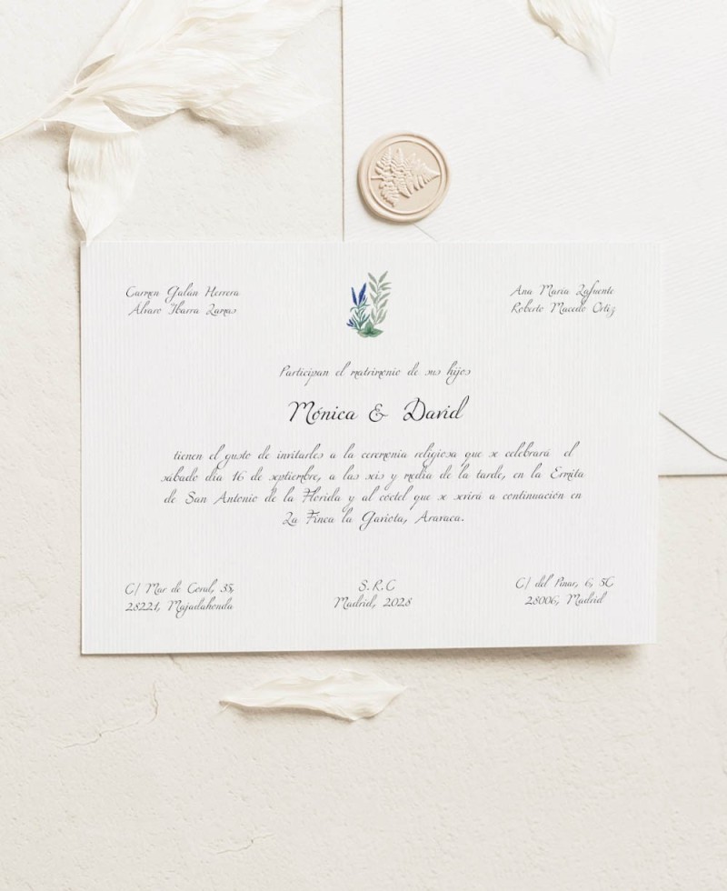 Invitación de boda jacintos silvestres tarjetón horizontal Invitación de boda jacintos silvestres tarjetón horizontal