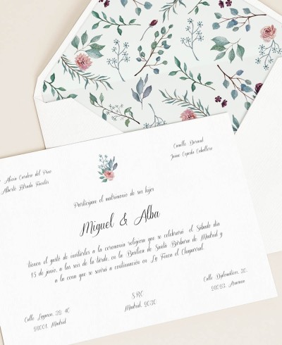 Floral eucalyptus and rose wedding stationery