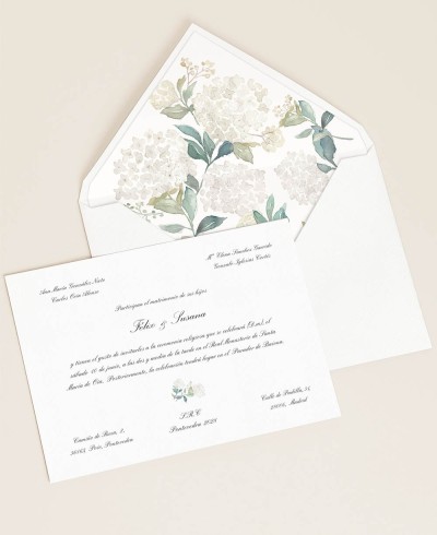 Classic floral wedding invitations hydrangeas