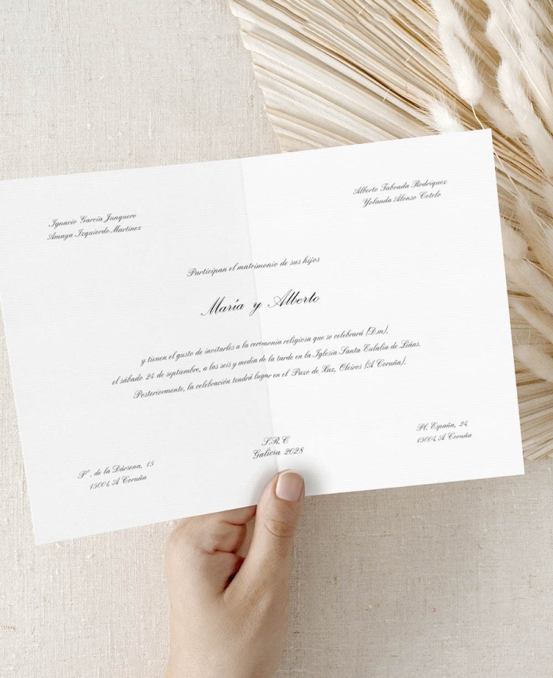 Invitation de mariage diptyque horizontal classique Invitation de mariage diptyque horizontal classique