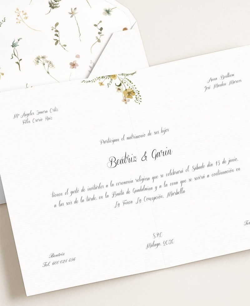 Wedding stationery with elegant spring flowers Wedding stationery with elegant spring flowers