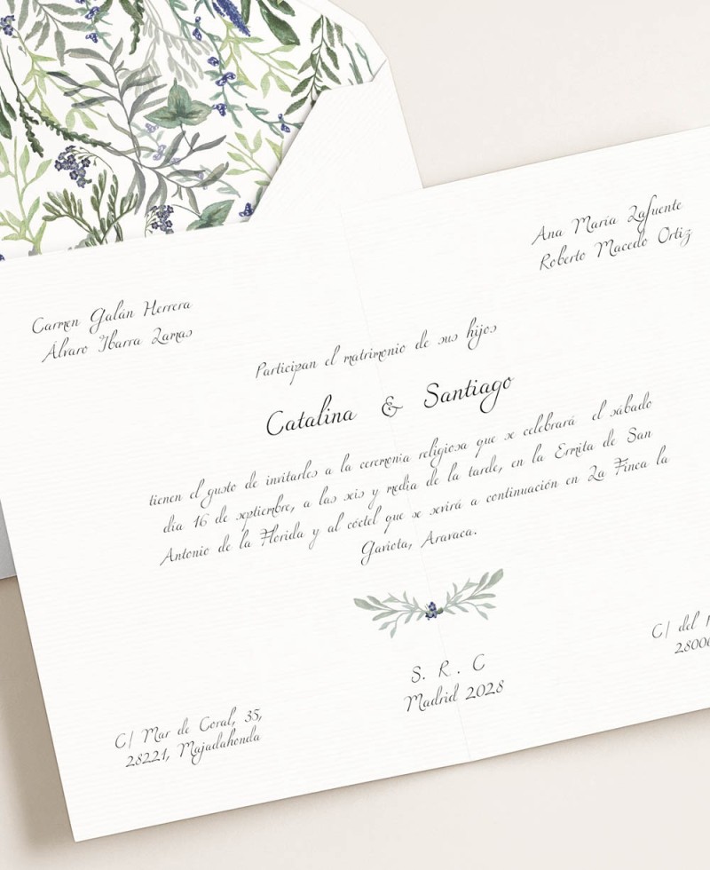 Cancelleria botanica per matrimoni elegante e classica Cancelleria botanica per matrimoni elegante e classica