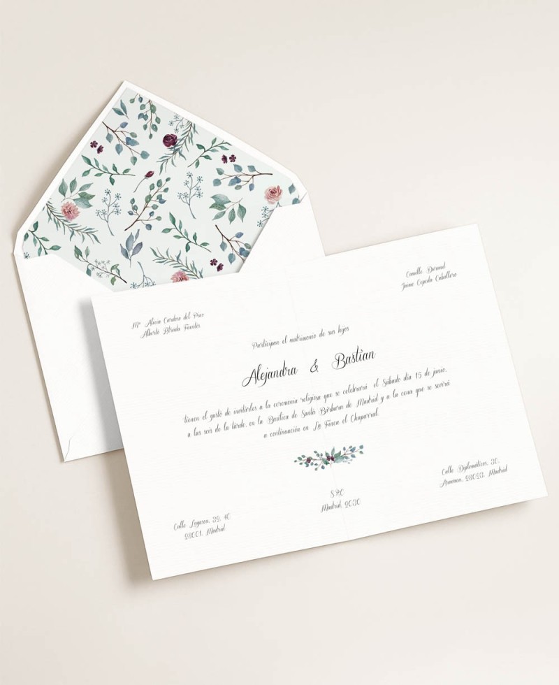 Faire-part de mariage eucalyptus et rose nature Faire-part de mariage eucalyptus et rose nature