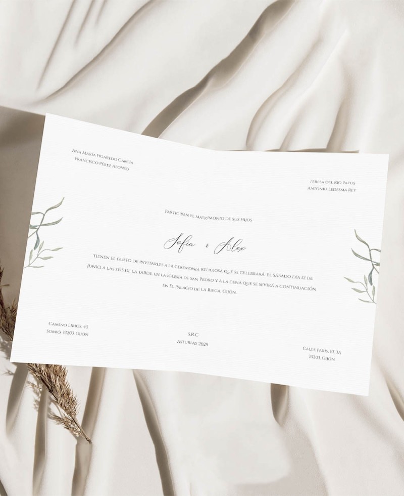 Classic wedding invitation olive diptych Classic wedding invitation olive diptych