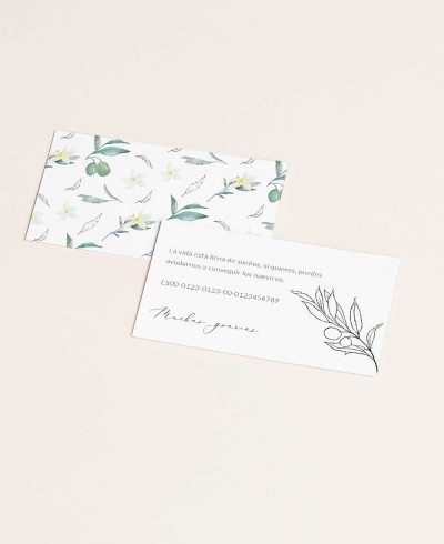 Hochzeitsliste mit floralen Oliven- und Orangenblüten, eleganter Papeterie
