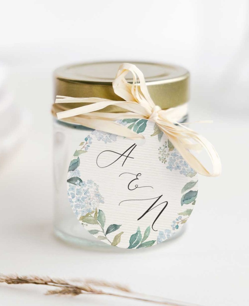 Etiquetas circulares para regalos de boda colección botánica
