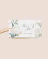 Etiqueta rectangular para detalles de boda hortensias blancas