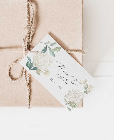 Accessori per eleganti regali di nozze ortensie bianche