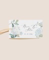 Etiqueta rectangular para detalles de boda hortensias azules