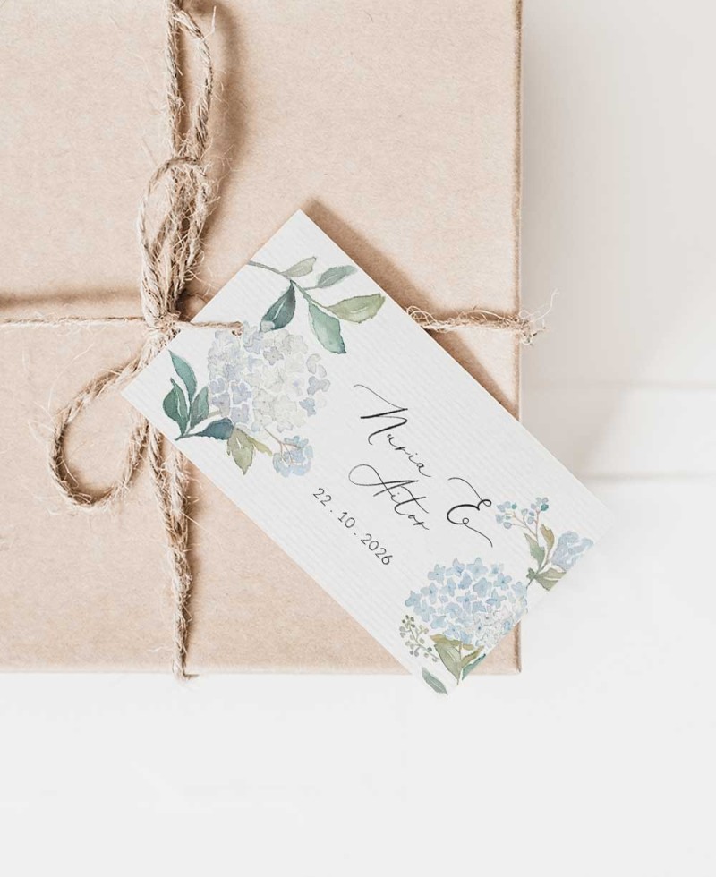 Acessórios decorativos da etiqueta para hortênsias azuis dos presentes de casamento Acessórios decorativos da etiqueta para hortênsias azuis dos presentes de casamento