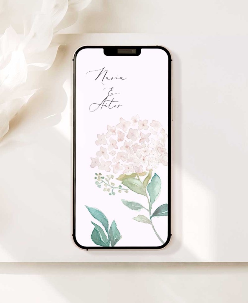 Digital wedding invitation pink hydrangeas Digital wedding invitation pink hydrangeas