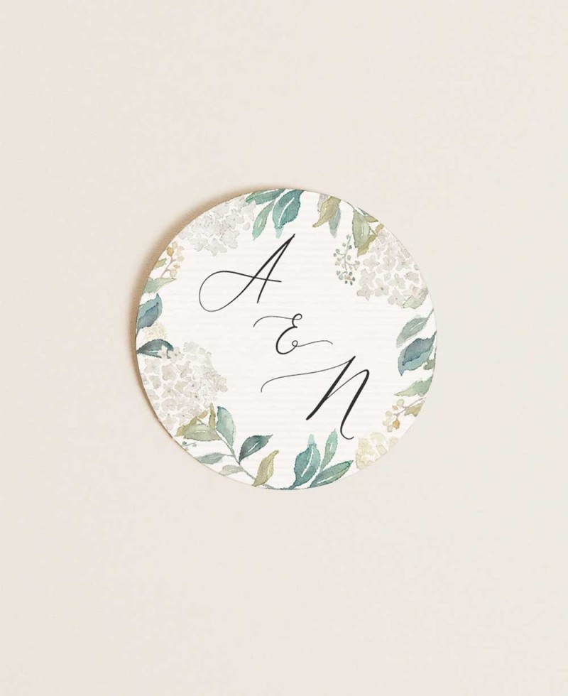 Adesivos redondos para detalhes de casamento hortênsias brancas Adesivos redondos para detalhes de casamento hortênsias brancas