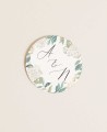 Autocollants ronds pour détails de mariage hortensias blancs