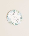 Autocollants ronds pour détails de mariage hortensias bleus
