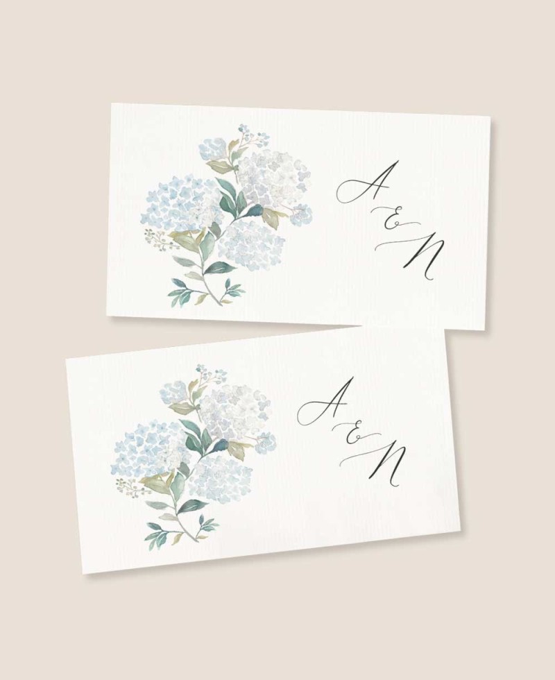 Pegatina rectangular para detalles de boda hortensias azules Pegatina rectangular para detalles de boda hortensias azules