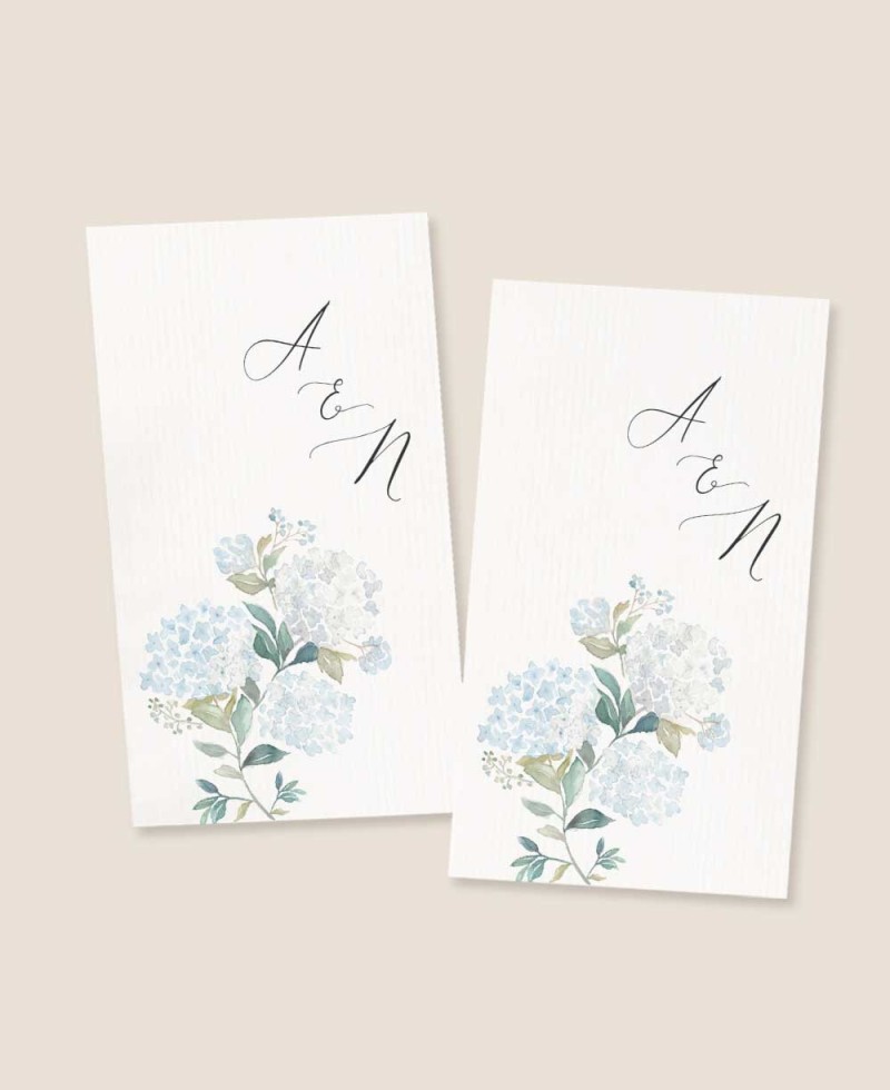 Pegatina rectangular vertical para detalles de boda hortensias azules Pegatina rectangular vertical para detalles de boda hortensias azules