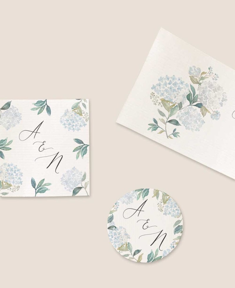 Formatos de pegatinas para detalles de boda hortensias azules Formatos de pegatinas para detalles de boda hortensias azules