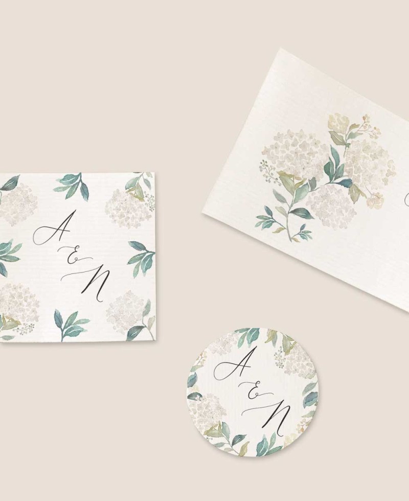 Formatos de pegatinas para detalles de boda hortensias blancas Formatos de pegatinas para detalles de boda hortensias blancas