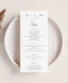Menu de mariage fleur d’hortensia blanc