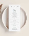 Menu de casamento de flor de hortênsia azul